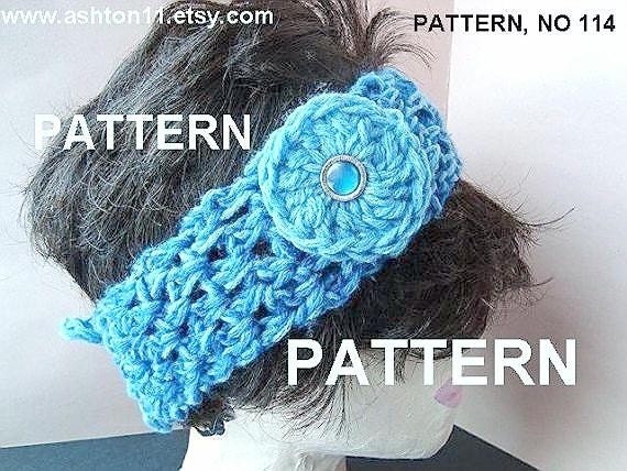 INSTANT DOWNLOAD Crochet Pattern PDF114, Tie-On Headband with Flower, one size fits all, beginner level