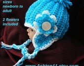INSTANT DOWNLOAD Crochet Earflap Hat Pattern Beginner Crochet- all sizes PDF 218  Very easy. Permission to sell your finished items.