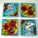 Ceramic Coasters Tiles Day of the Dead Sugar Skulls Folk Art Flowers Mexican dia de los muerto calavera hand painted