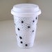 Ceramic Travel Mug I'll sleep when I'm dead stars clouds black turquoise aqua blue Geekery white by sewZinski