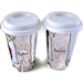 Ceramic Travel Mugs Set Besties BFF Owls Personalize Tree 2 Custom Tumblers Woodland Eco Friendly Painted Folk by sewZInski