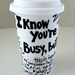 Techie Ceramic Coffee Travel Mug Eco Cup black white red painted modern geekery computer nerd - MADE TO ORDER