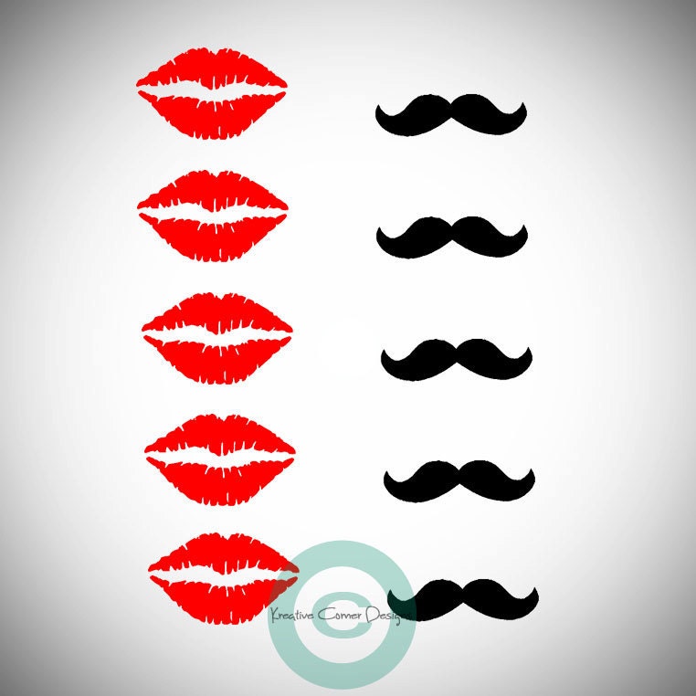 Mustaches and Lips Set of 10 Vinyl Decal