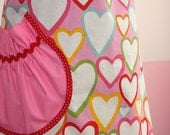 Womens Apron - Women's Pink Heart Apron - Pink and Red