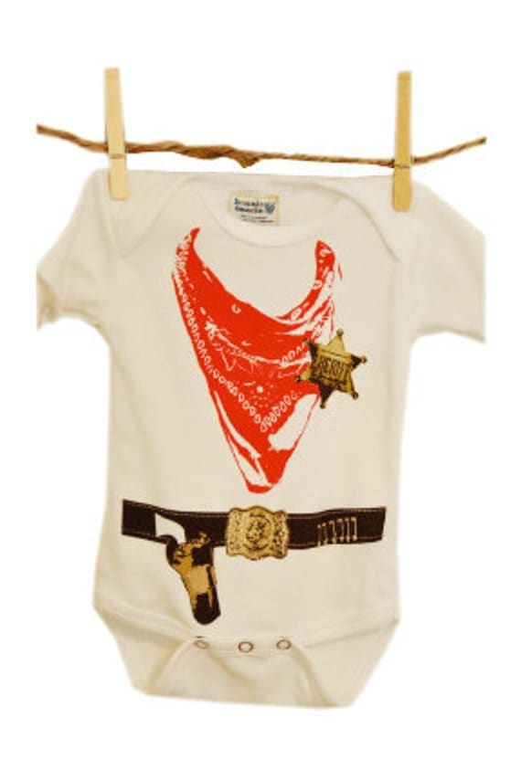 Cowboy Baby Onesie with Sheriff Badge and Six Shooter Belt- SIZE 0-3 MONTH
