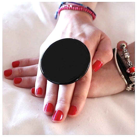 Adjustable Ring Ceramic - big bold oversized handmade cocktail ring - ROCK STAR - 2.4 inch