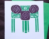 Glasgow Roses Letterpress Greeting Card