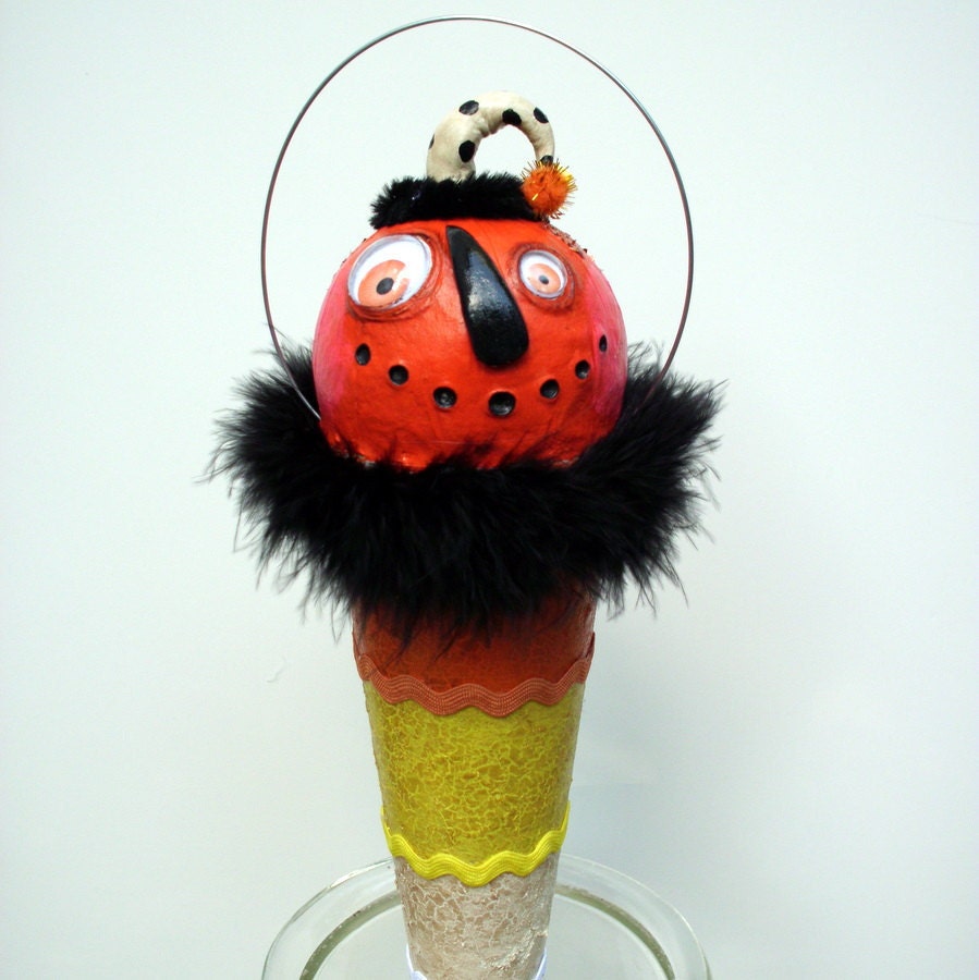Halloween Pumpkin Candy Corn Vintage Look Ornament Decoration