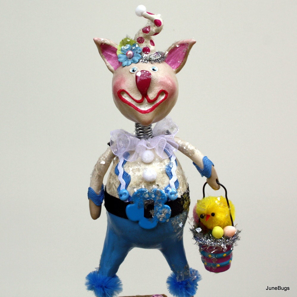 Harry O'Hare Bunnykins - Whimsical Easter  Bunny Paperclay Collectible Art Doll
