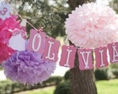 Princess .. 7 Tissue Paper Poms .. Wedding Decoration .. Birthday .. Bridal Shower
