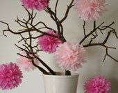 Mini Tissue Poms .. set of 5 .. Wedding Decoration / Nursery and Room Decor / Baby Mobile
