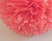 Coral Tissue Pom Pom .. Wedding Decoration / Bridal Shower / Birthday / Party Decoration / DIY
