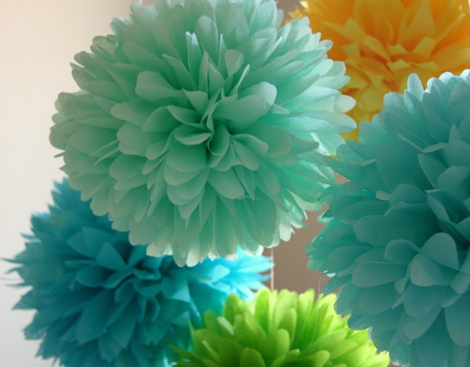 7 Tissue Party Poms .. Wedding Reception Decorations .. Custom Colors