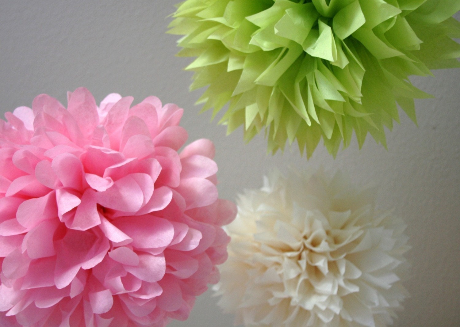 Blossom .. Tissue Paper Poms for Wedding Decor / Birthday / Baby Shower / Anniversary / Party Decoration - set of 3