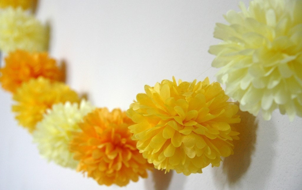 Sunshine - Party Pom Garland .. featured in Brides magazine