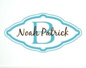 Personalized Vinyl Wall Decal Monogram Art Name and Initial Boy Girl Baby Nursery Frame Wall Graphics Stickers - Item 115