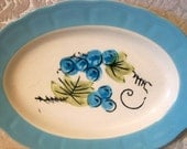 Ironstone Vintage Blue Green Black White Platter Dish Japan