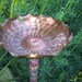 Recycled Upcycled Birdbath Birdfeeder Copper Pink Blue Garden Stake Outdoor Summer