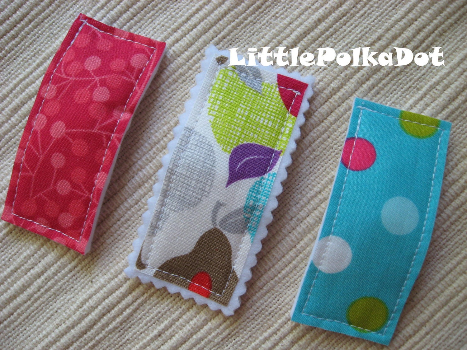Fabric Hair Clip - Hair Accessories for girls or mom - Flower Clips - Set of 3 - Apple and Pear Set