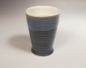 Small bathroom cup in Croc Blue Glaze with White interior