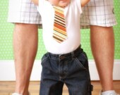 New Dad Gift Baby boy Tie Onesie - Infant, Children Clothing, Sizes -- NB, 0-3, 3-6, 6-12, 12-18 months (orange, brown, yellow stripes)