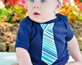 Navy Blue Baby Boy Tie Onesie -- Pick your tie Sizes NB,  0-3, 3-6, 6-12 and 12-18m - Children, Matching Tie, Clothing, Kids