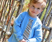 Long Sleeve  Lt Blue So Handsome Tie Tshirt   -- Bright Stripes, Argyle, Polka Dots, Plaid - Fun Childrens Tshirt