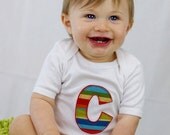 Custom Applique Any Initial Onesie in white, Bodysuit NB-18m Patriotic, Hospital Gift, Baby boy, Children clothing, Kids