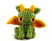 Tiny Dragon Amigurumi Plush - Light Green Gold