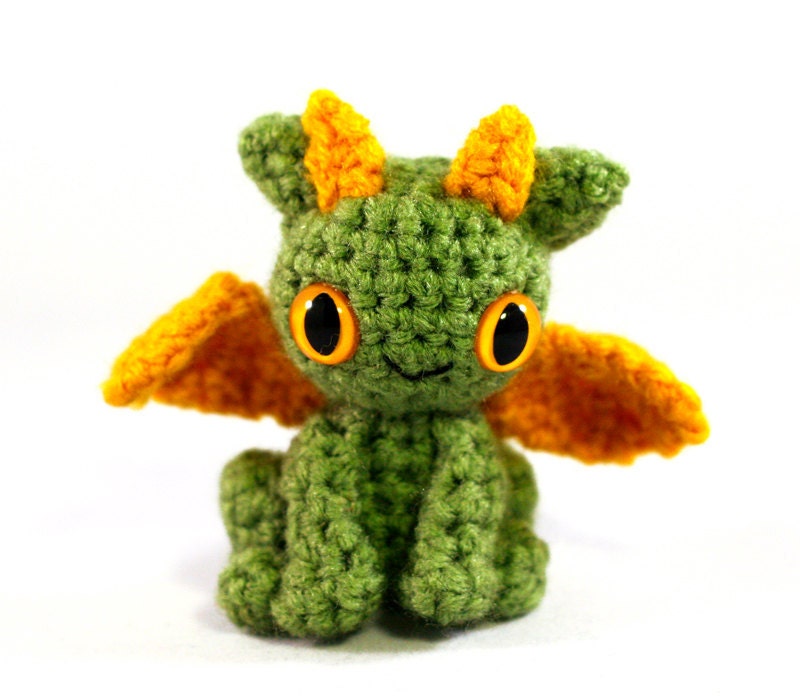 Tiny Dragon Amigurumi Plush - Light Green Gold