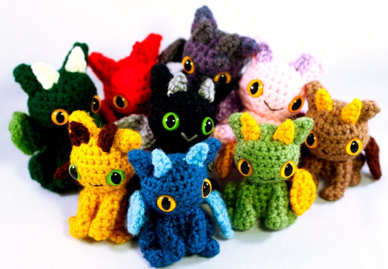 Tiny Dragon Amigurumi Plush - Light Green Gold