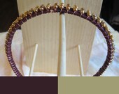 Warm gold and brass tones. Beaded tiara head band. Intricately wire wrapped symmetrical. Bridesmaid and bride 0072