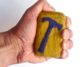 Hammer Organic Felted Soap Fathers Day Blue on Mustard Handyman Edition