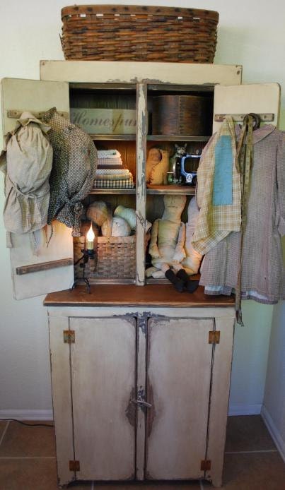 Primitive Country Stepback Cupboard