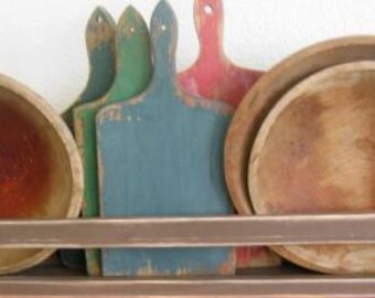 Early Bread Bowl Rack Primitive Country Book Shelf
