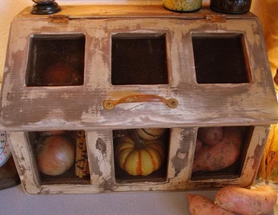 Primitive Bean Bin Vegetable storage Cupboard kitchen