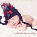 Mohawk hat baby boy 0-3 month size black and red earflap punk hat