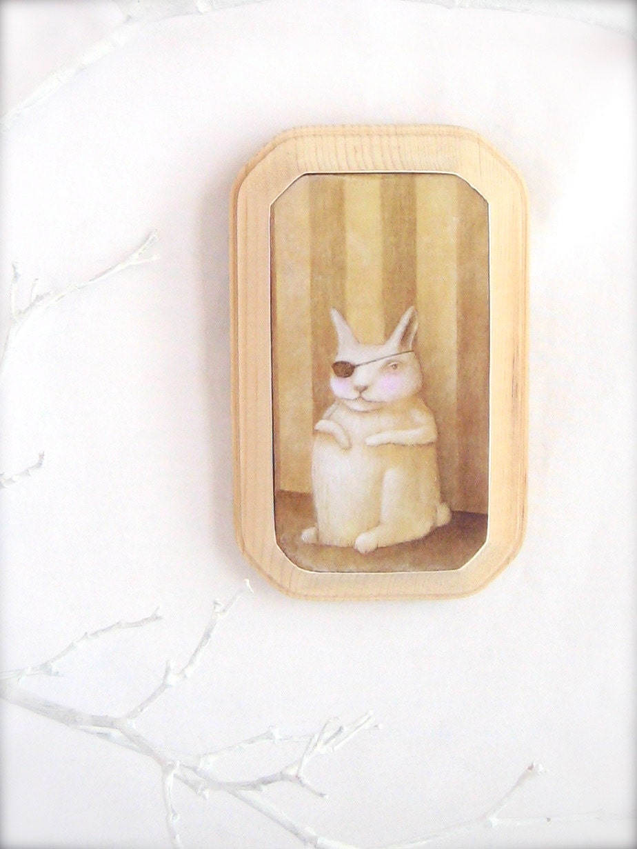 Cyclope Lapin (print mounted on wood)