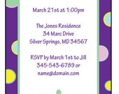 Long Dots and Crown Baby Shower Invitation - Baby Boy or Baby Girl, Baby Announcement, Invitation