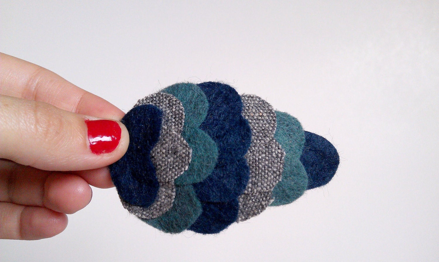 owl wing hair clip, deep sea