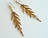 Golden Leaf Earrings- Long Japanese Maple Leaves