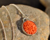 Coral Vintage Japanese Glass Pendant