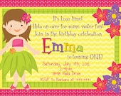 Printable Tropical Luau Hula girl Birthday Invitations Il_170x135