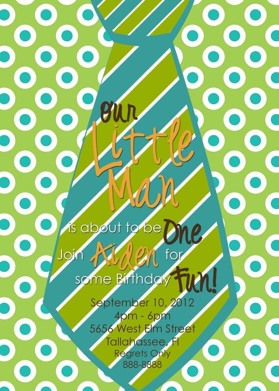 Printable Tie Birthday Invitation Our Little Man First Birthday Il_570xn
