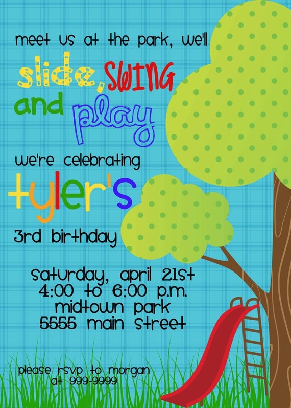slide, swing and play Playground Birthday Invitation Il_570xn