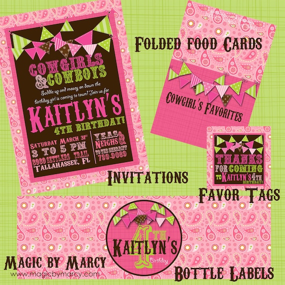 Party Printable Pack Cowgirl Pony Party Kit Birthday invitations, favor tags etc Il_570xn