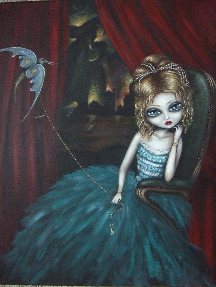 KEY KEEPER big eye fairy gothic victorian mystery lowbrow  Nina Friday giclee PRINT