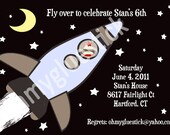 Original Sock Monkey in Space Printable Invitation by Oh My Gluestick
