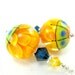 Yellow Lampwork Earrings, Orange Yellow Flower Earrings, Orange Yellow Blue Encased Flower Earrings, Summer Earrings - Gerbera Daisies