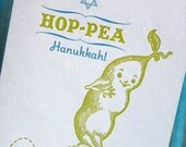Hop-Pea Hanukkah Letterpress Card